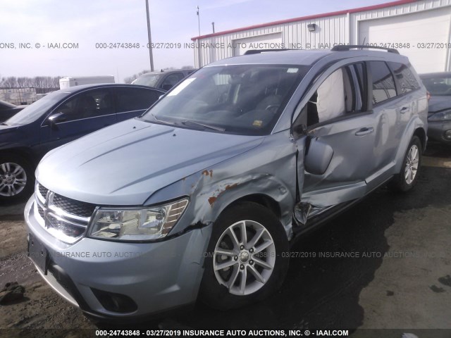 3C4PDCBG4DT668794 - 2013 DODGE JOURNEY SXT BLUE photo 2