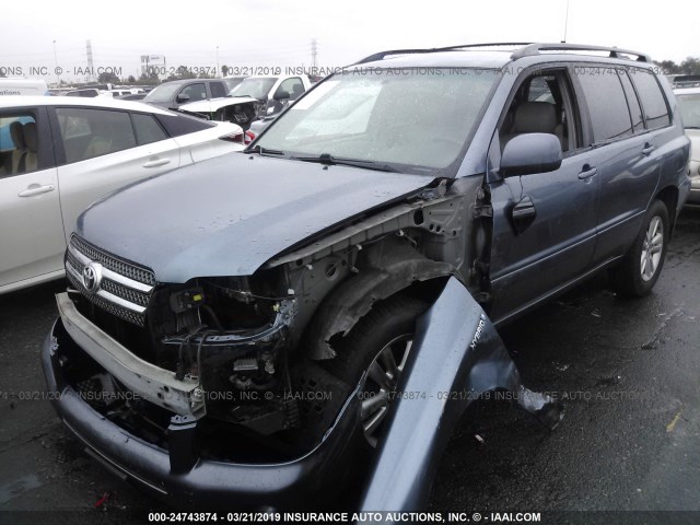 JTEDW21A660013360 - 2006 TOYOTA HIGHLANDER HYBRID BLUE photo 2