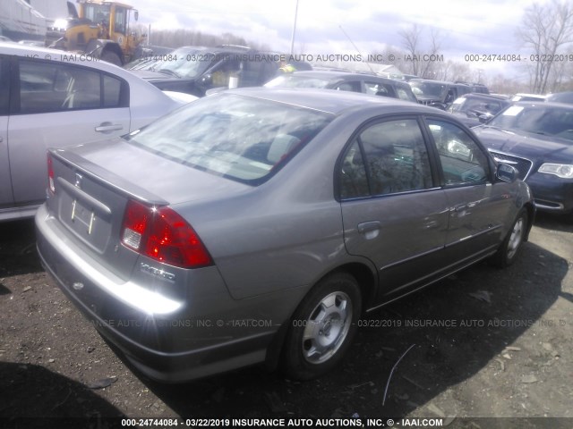 JHMES96655S005463 - 2005 HONDA CIVIC HYBRID GRAY photo 4