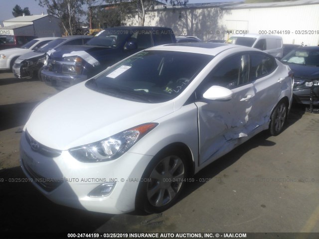 5NPDH4AE0DH431538 - 2013 HYUNDAI ELANTRA GLS/LIMITED WHITE photo 2