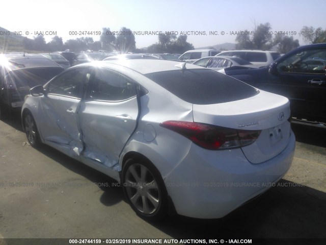 5NPDH4AE0DH431538 - 2013 HYUNDAI ELANTRA GLS/LIMITED WHITE photo 3