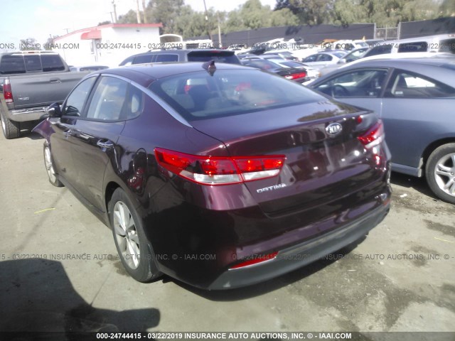 5XXGT4L34JG274174 - 2018 KIA OPTIMA LX/S MAROON photo 3