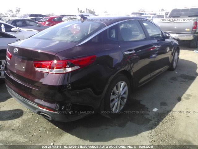 5XXGT4L34JG274174 - 2018 KIA OPTIMA LX/S MAROON photo 4