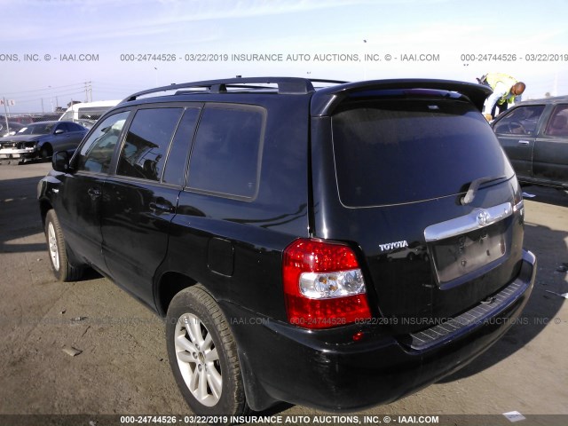 JTEDW21A960009867 - 2006 TOYOTA HIGHLANDER HYBRID BLACK photo 3