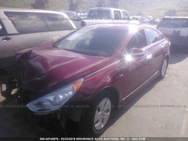 KMHEC4A44BA009119 - 2011 HYUNDAI SONATA HYBRID RED photo 2