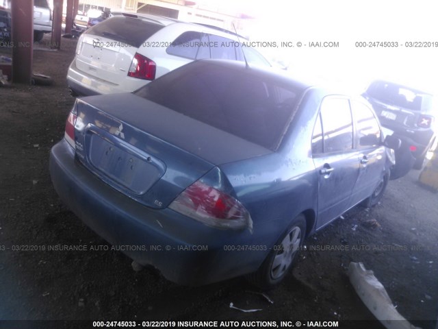 JA3AJ26E95U022996 - 2005 MITSUBISHI LANCER ES BLUE photo 4