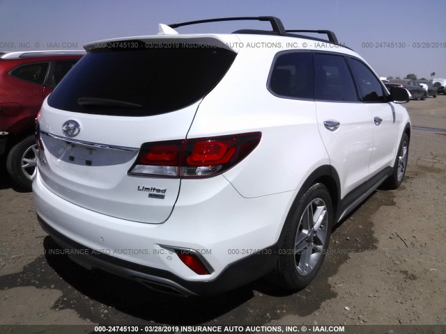 KM8SR4HF8HU233249 - 2017 HYUNDAI SANTA FE SE/LIMITED WHITE photo 4