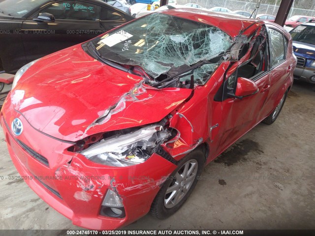 JTDKDTB36D1529829 - 2013 TOYOTA PRIUS C RED photo 2