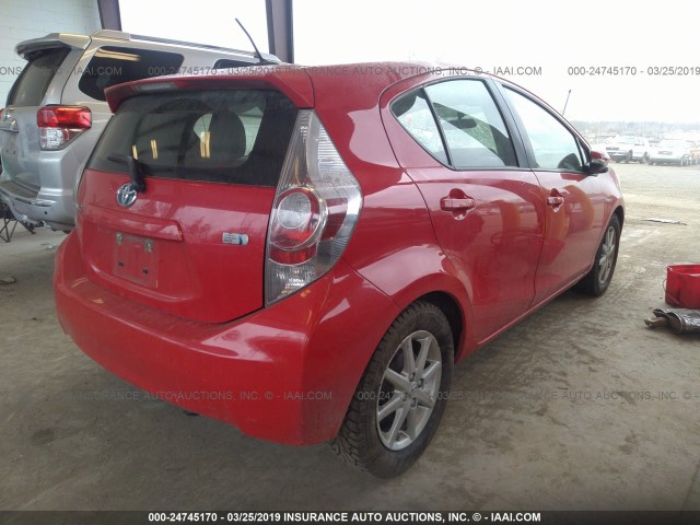 JTDKDTB36D1529829 - 2013 TOYOTA PRIUS C RED photo 4