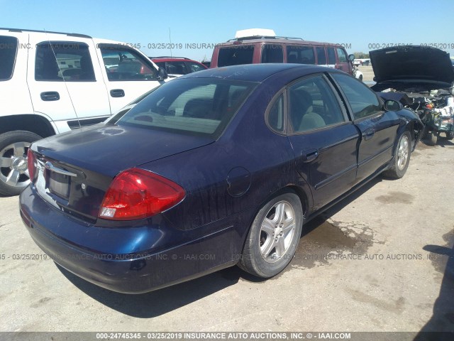 1FAFP56S1YA215104 - 2000 FORD TAURUS SEL BLUE photo 4