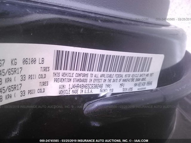 1J4HR48N65C630248 - 2005 JEEP GRAND CHEROKEE LAREDO/COLUMBIA/FREEDOM 黑色 照片 9