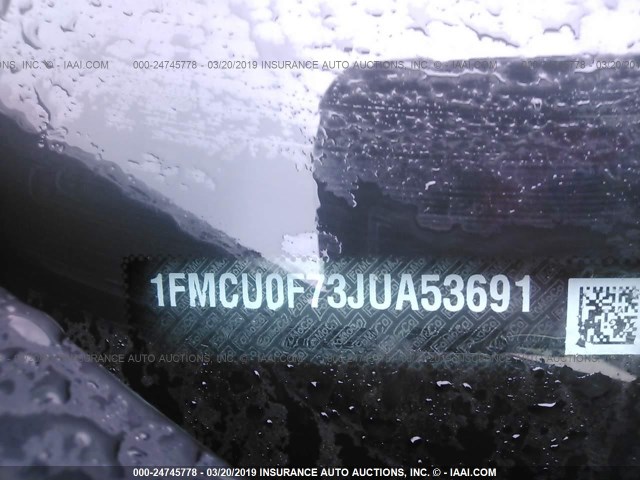 1FMCU0F73JUA53691 - 2018 FORD ESCAPE S BLACK photo 9