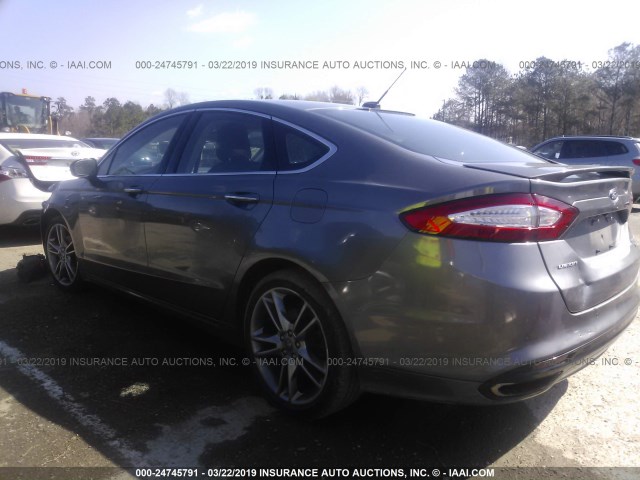 3FA6P0K97DR167193 - 2013 FORD FUSION TITANIUM GRAY photo 3