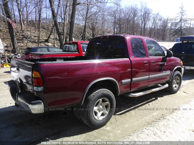 5TBBT44191S212560 - 2001 TOYOTA TUNDRA ACCESS CAB/ACCESS CAB SR5 RED photo 4