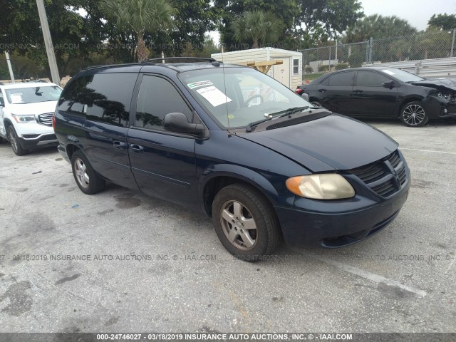 2D4GP44L35R395068 - 2005 DODGE GRAND CARAVAN SXT BLUE photo 1