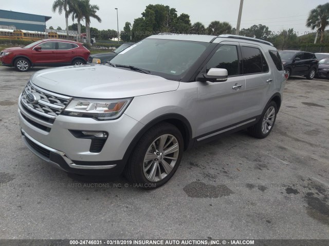 1FM5K7F87KGA16157 - 2019 FORD EXPLORER LIMITED SILVER photo 2