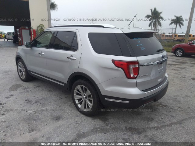 1FM5K7F87KGA16157 - 2019 FORD EXPLORER LIMITED SILVER photo 3