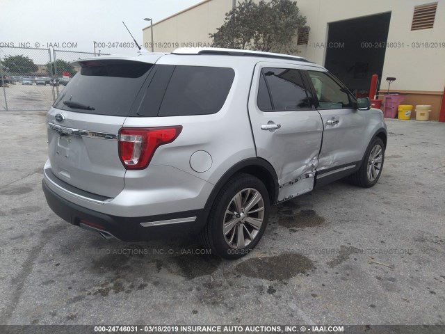 1FM5K7F87KGA16157 - 2019 FORD EXPLORER LIMITED SILVER photo 4