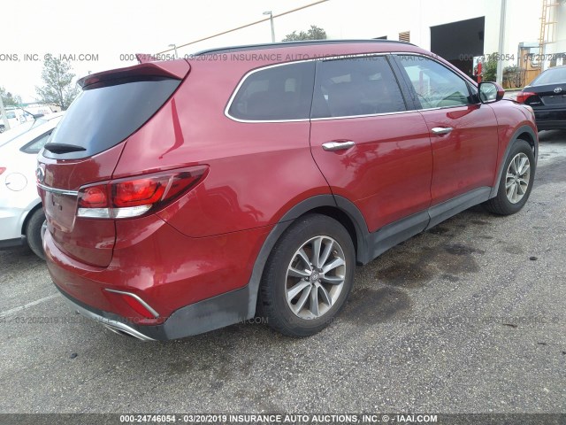 KM8SM4HF0HU222972 - 2017 HYUNDAI SANTA FE SE RED photo 4