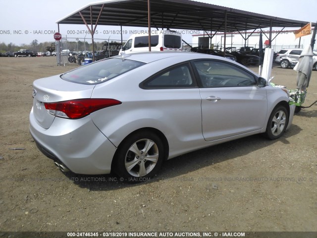 KMHDH6AE0DU000436 - 2013 HYUNDAI ELANTRA COUPE GS/SE SILVER photo 4