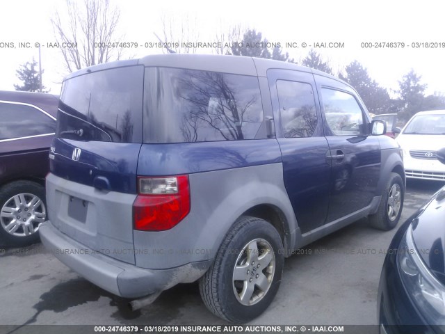 5J6YH28273L021504 - 2003 HONDA ELEMENT DX BLUE photo 4