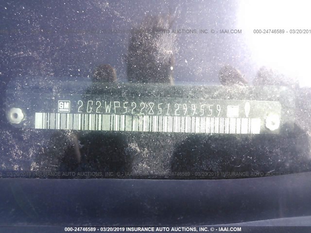 2G2WP522851299559 - 2005 PONTIAC GRAND PRIX BLACK photo 9