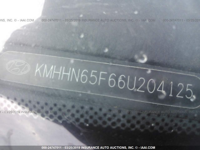 KMHHN65F66U204125 - 2006 HYUNDAI TIBURON GT/SE/GT LIMITED BLACK photo 9