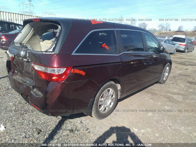 5FNRL5H21DB004809 - 2013 HONDA ODYSSEY LX BURGUNDY photo 4