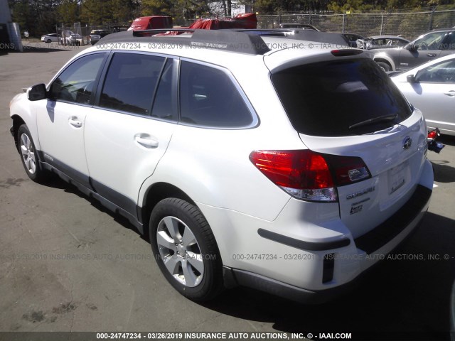 4S4BRBAC7C3216476 - 2012 SUBARU OUTBACK 2.5I WHITE photo 3