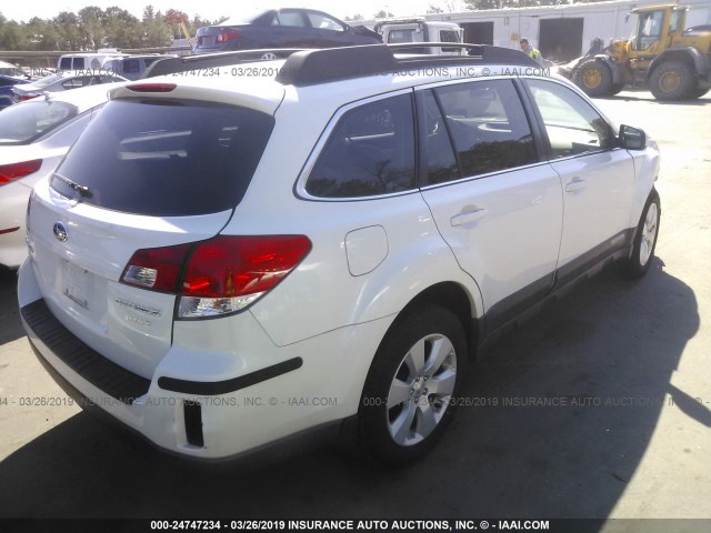 4S4BRBAC7C3216476 - 2012 SUBARU OUTBACK 2.5I WHITE photo 4