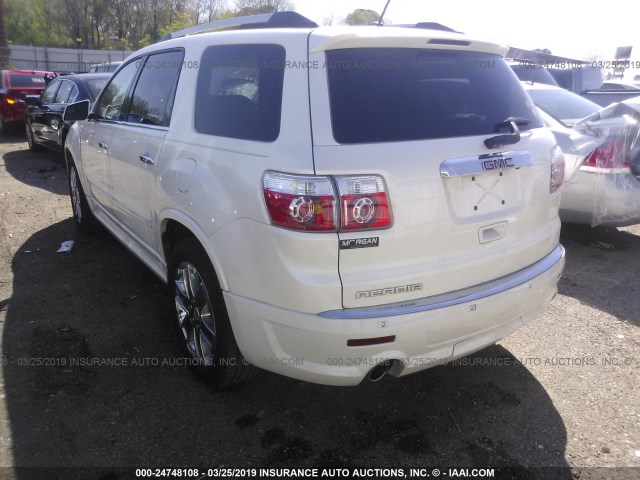 1GKKRTEDXCJ149983 - 2012 GMC ACADIA DENALI WHITE photo 3