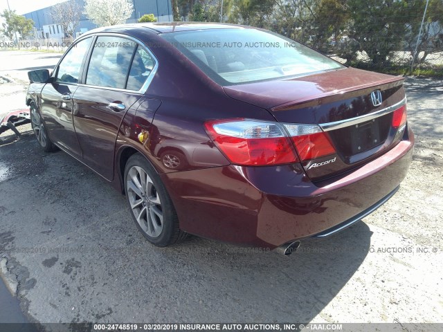 1HGCR2F51FA102137 - 2015 HONDA ACCORD SPORT RED photo 3