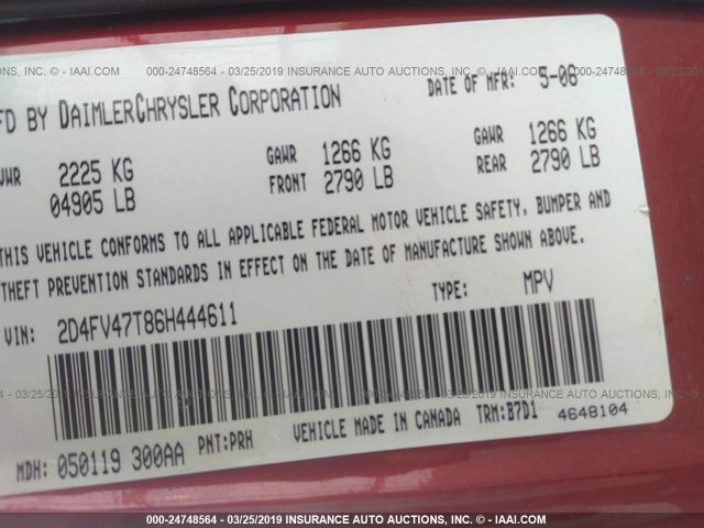 2D4FV47T86H444611 - 2006 DODGE MAGNUM SE RED photo 9