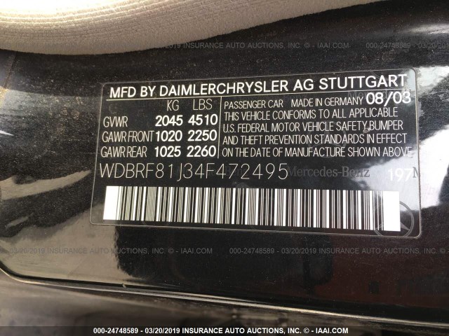 WDBRF81J34F472495 - 2004 MERCEDES-BENZ C 240 4MATIC BLACK photo 9