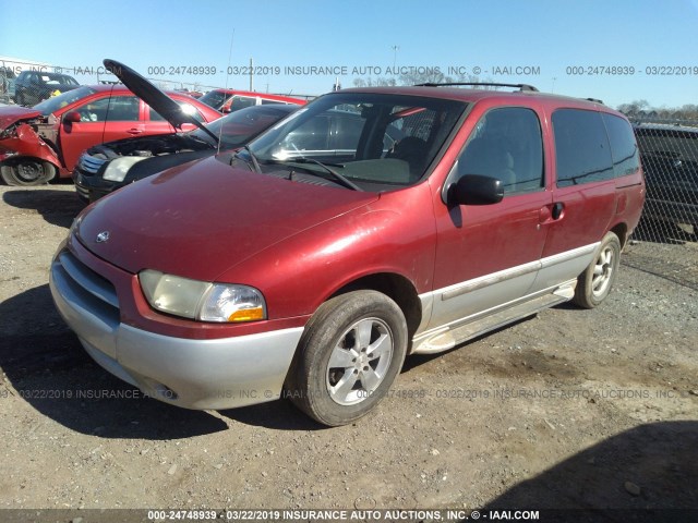 4N2ZN15T02D802056 - 2002 NISSAN QUEST GXE RED photo 2