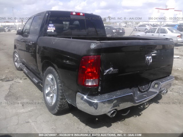 1C6RD7LT8CS202790 - 2012 DODGE RAM 1500 SLT BLACK photo 3