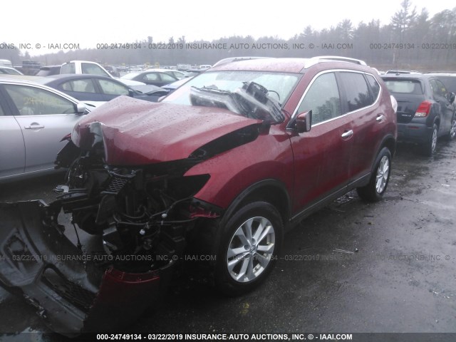 KNMAT2MV0GP619339 - 2016 NISSAN ROGUE S/SL/SV RED photo 2