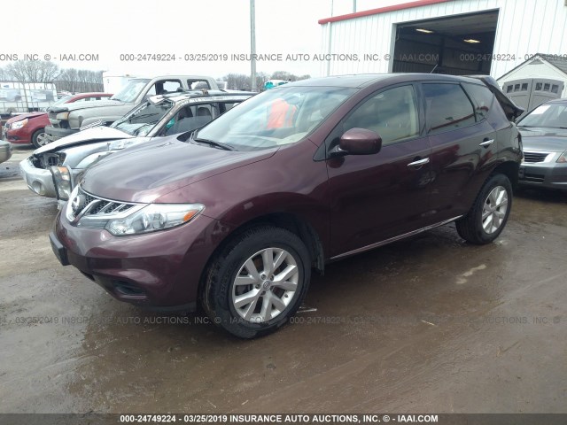 JN8AZ1MW7DW308269 - 2013 NISSAN MURANO S/SL/LE MAROON photo 2