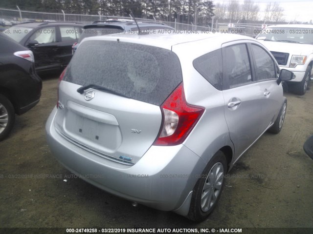 3N1CE2CP1FL400778 - 2015 NISSAN VERSA NOTE S/S PLUS/SV/SL/SR SILVER photo 4