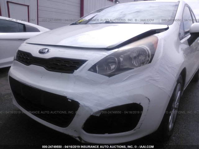 KNADM5A31D6307754 - 2013 KIA RIO LX WHITE photo 6