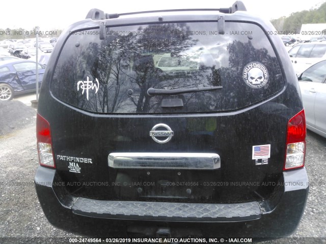 5N1AR18U56C619705 - 2006 NISSAN PATHFINDER LE/SE/XE BLACK photo 6