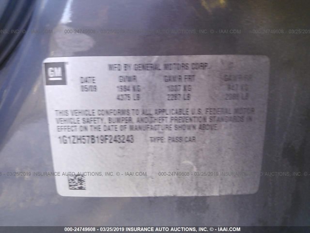 1G1ZH57B19F243243 - 2009 CHEVROLET MALIBU 1LT 灰色 照片 9