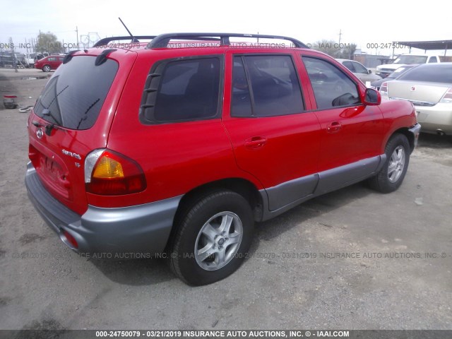 KM8SC13D24U819123 - 2004 HYUNDAI SANTA FE GLS/LX RED photo 4