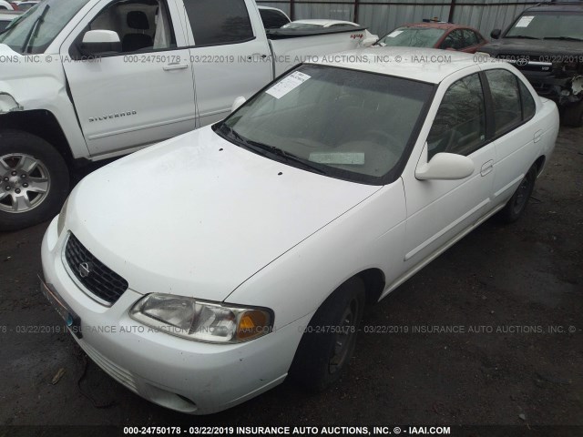 3N1CB51D31L465496 - 2001 NISSAN SENTRA XE/GXE WHITE photo 2