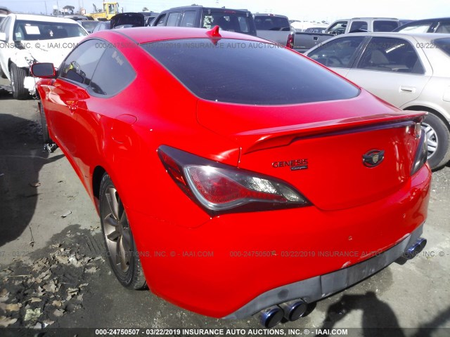 KMHHU6KH2AU019815 - 2010 HYUNDAI GENESIS COUPE 3.8L RED photo 3