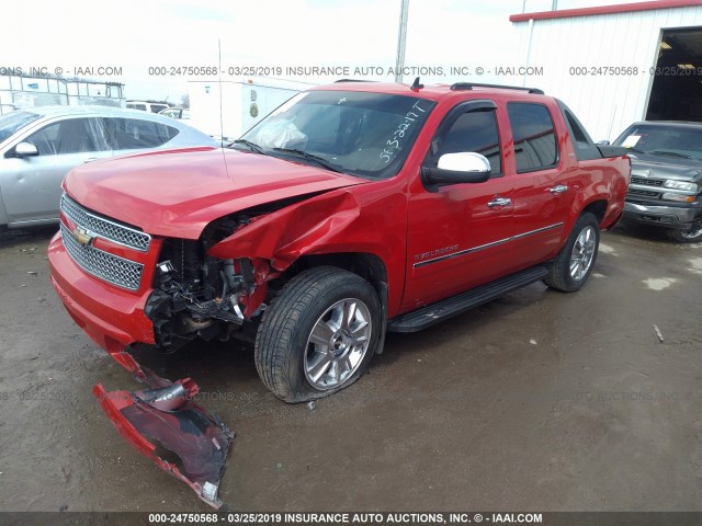 3GNVKGE07AG241575 - 2010 CHEVROLET AVALANCHE LTZ RED photo 2