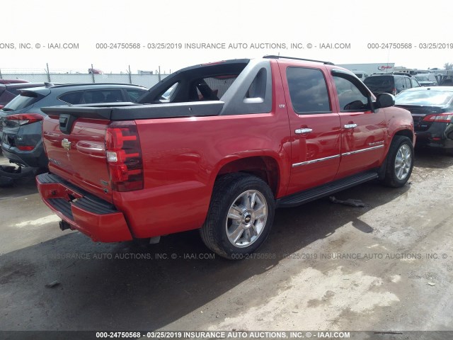 3GNVKGE07AG241575 - 2010 CHEVROLET AVALANCHE LTZ RED photo 4