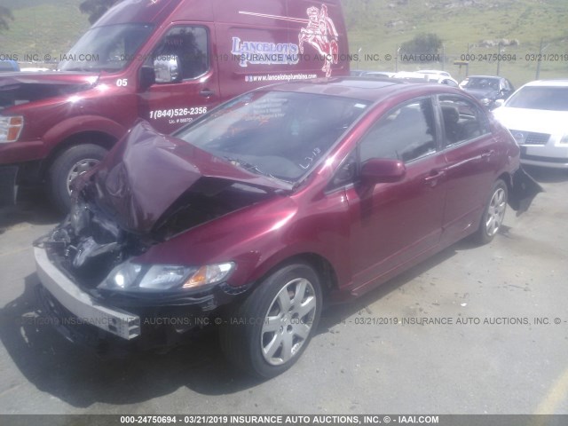 2HGFA16989H517494 - 2009 HONDA CIVIC EXL RED photo 2