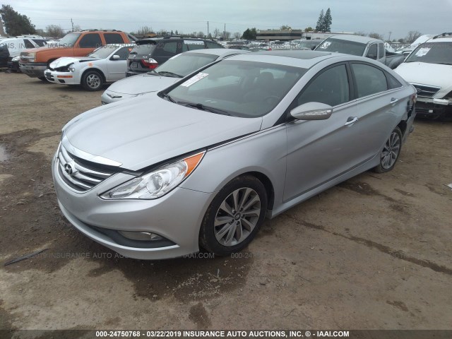 5NPEC4AC6EH858788 - 2014 HYUNDAI SONATA SE/LIMITED SILVER photo 2