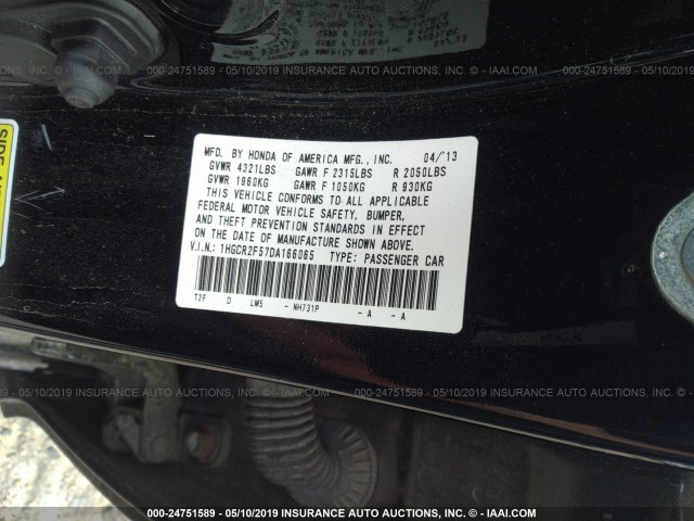 1HGCR2F57DA166065 - 2013 HONDA ACCORD SPORT BLACK photo 9